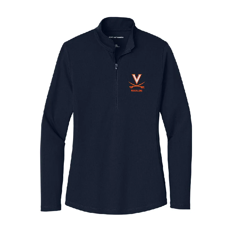 Virginia - NCAA Women's Track & Field : Ella Woehlcke - Women's Lightweight Quarter Zip Jacket A-Line Jacket Boat Neck Shawl Collar