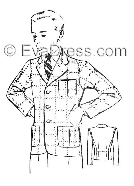 E-PATTERN 1930's Sports Coat E4972 Three-Quarter Sleeve Elbow Sleeve Wrist Sleeve