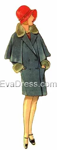1929 Girl's Coat with Cape, C20-43247 Faux Fur Real Fur Shearling