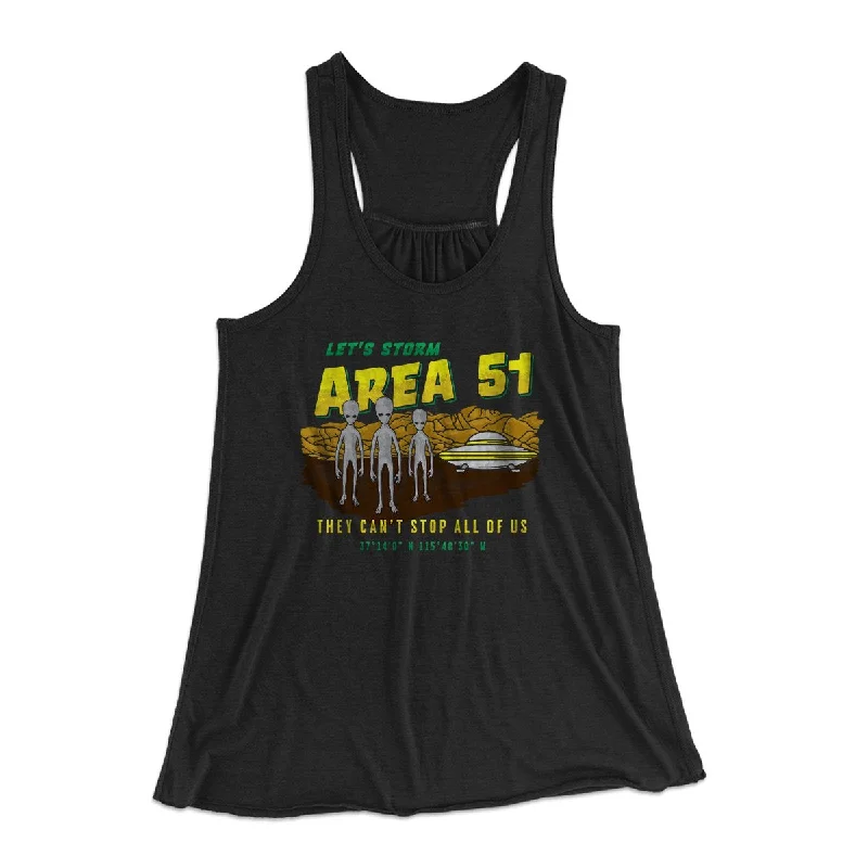 Let's Storm Area 51 Funny Women's Flowey Tank Top crew neck tank