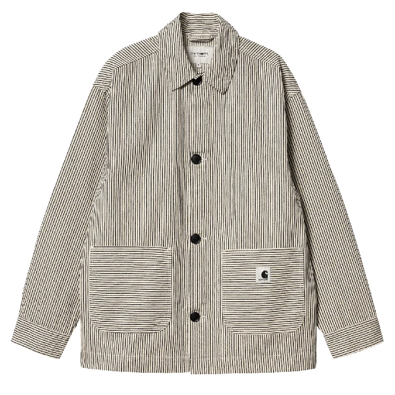 Carhartt WIP Womens Haywood Coat Haywood Stripe Wax/Black Trench Wool Cashmere