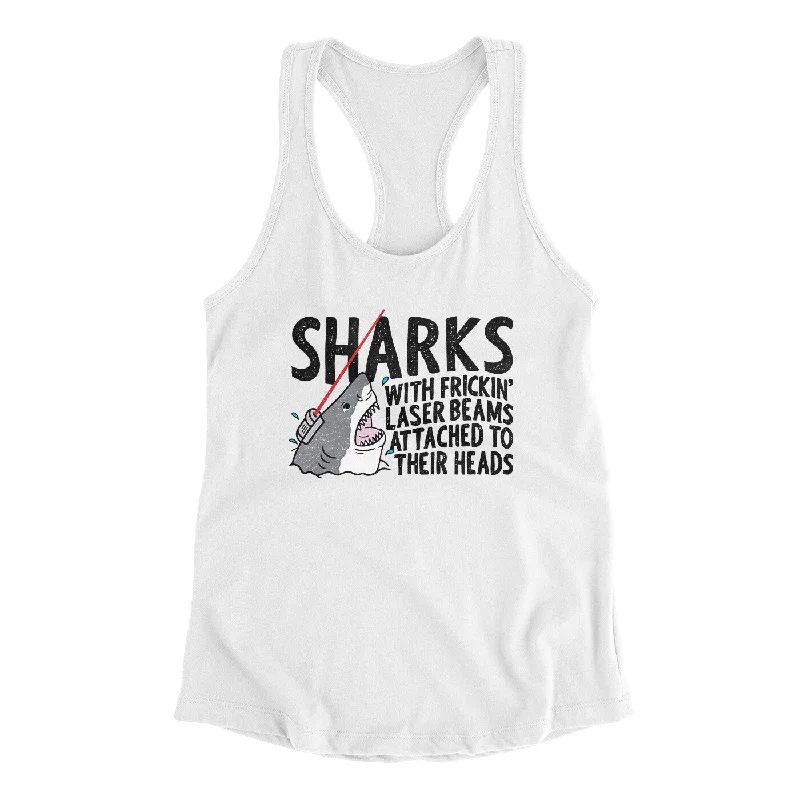 Sharks With Frickin’ Laser Beams Women's Racerback Tank grey tank top