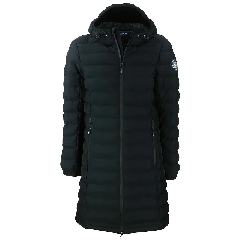 Cutter & Buck Women's Black Mission Ridge Repreve Eco Insulated Long Puffer Jacket Faux Fur Jacket Real Fur Jacket Shearling Jacket