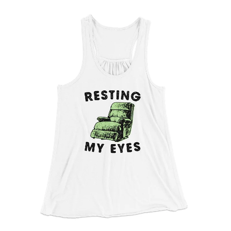 Resting My Eyes Funny Women's Flowey Racerback Tank Top beige tank top