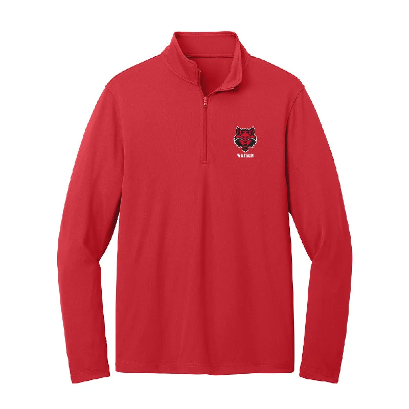 Arkansas State - NCAA Women's Track & Field : Kneila Watson - Lightweight Quarter Zip Jacket Oversized Jacket Tailored Jacket Straight Jacket Arkansas State - NCAA Women's Track & Field : Kneila Watson - Lightweight Quarter Zip Jacket Oversized Jacket Tailored Jacket Straight Jacket