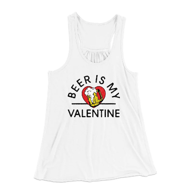 Beer Is My Valentine Women's Flowey Racerback Tank Top graphic tank top