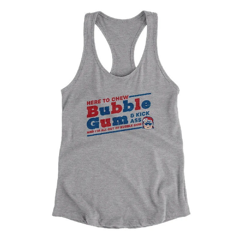 Here To Chew Bubble Gum Women's Racerback Tank fitness tank top