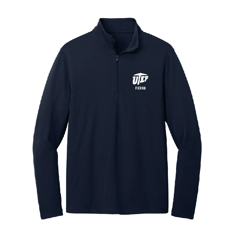 UTEP - NCAA Women's Track & Field : Lizbeth Fierro - Lightweight Quarter Zip Jacket Wool Fabric Cashmere Fabric Tweed Fabric
