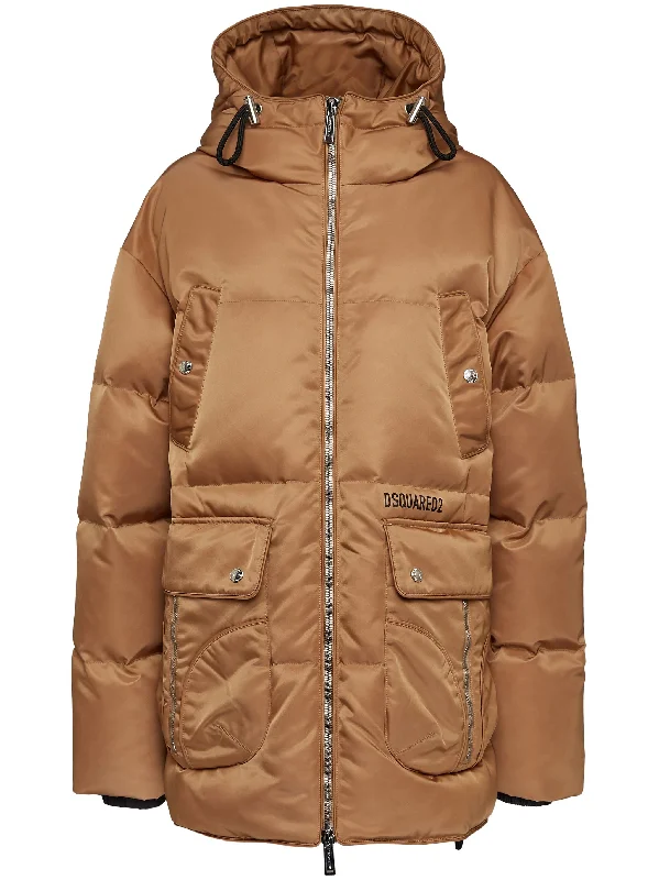 quilted hooded coat Welt Pockets Slit Pockets Flap Pockets