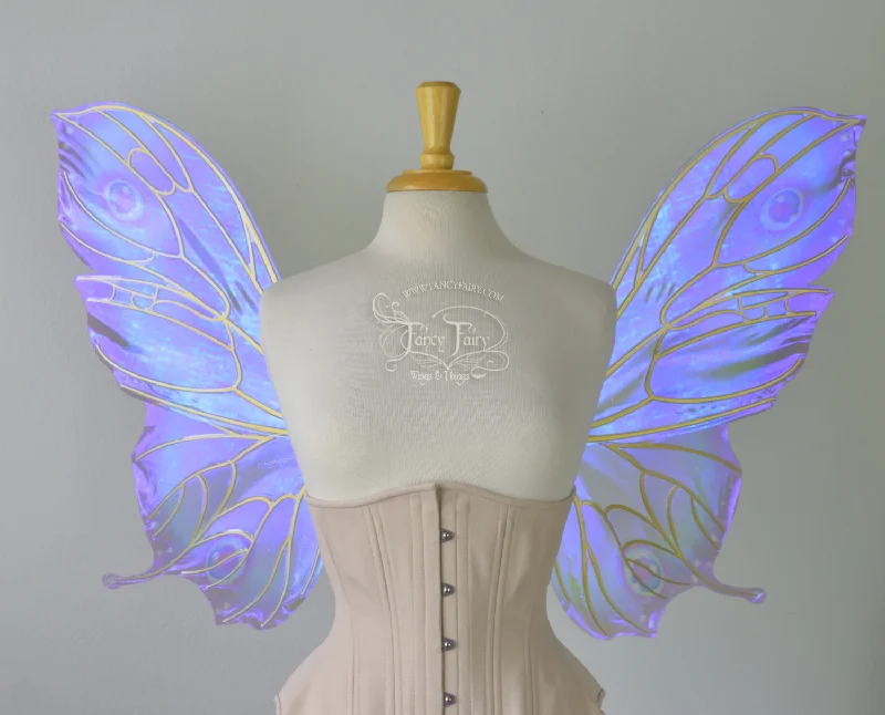 Made To Order Painted Iridescent Convertible Fairy Wings with Candy Coat gold veins Herringbone Houndstooth Plaid