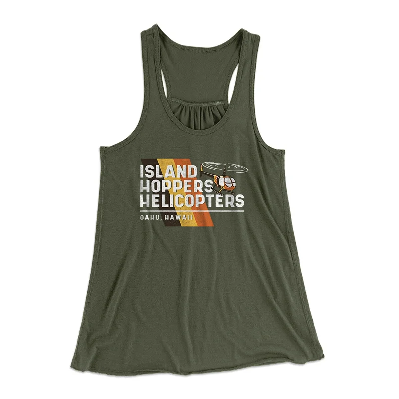 Island Hoppers Helicopters Women's Flowey Racerback Tank Top playful tank top