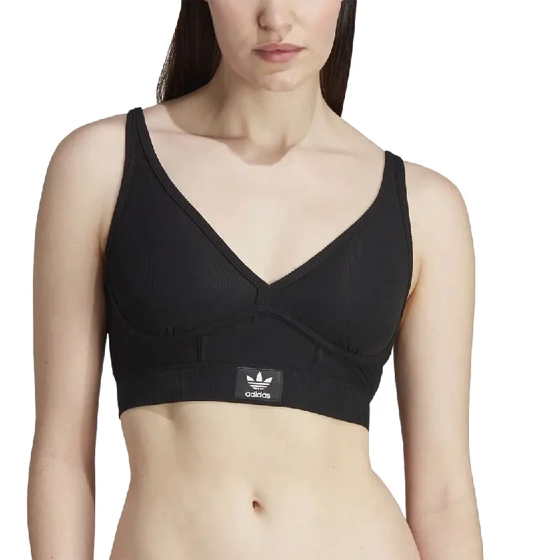 adidas - Women's Flex Ribbed Cotton Two-Ply Plunge Brami Bra (GB7711)