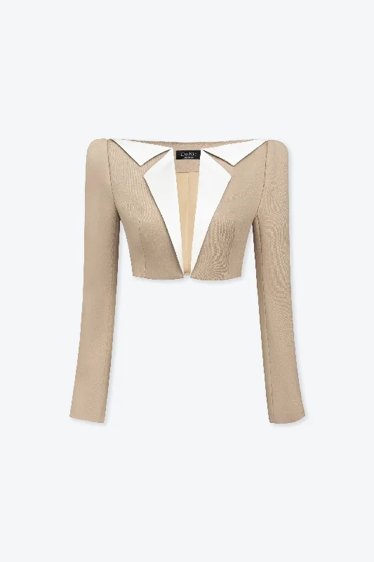 Amory Crop Jacket with Slit Collar