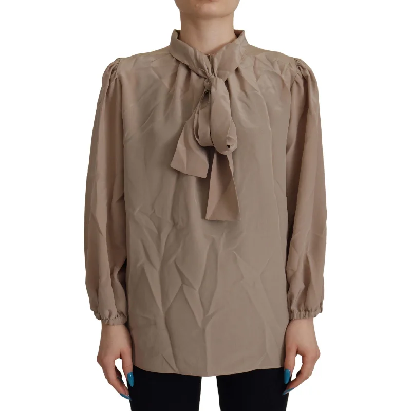 Dolce & Gabbana Elegant Silk Ascot Collar Blouse