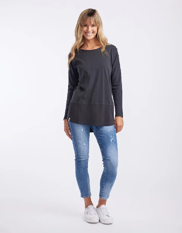 Fundamental Long Sleeve Rib Tee - Washed Black