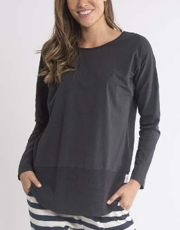 Fundamental Long Sleeve Rib Tee - Washed Black