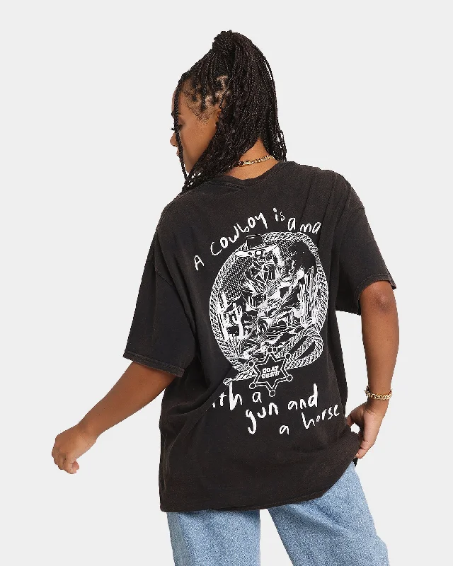 Goat Crew Cowboy Drawing Vintage T-Shirt Black Wash