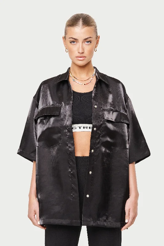 LOVE ALWAYS ORGANZA SHIRT - BLACK