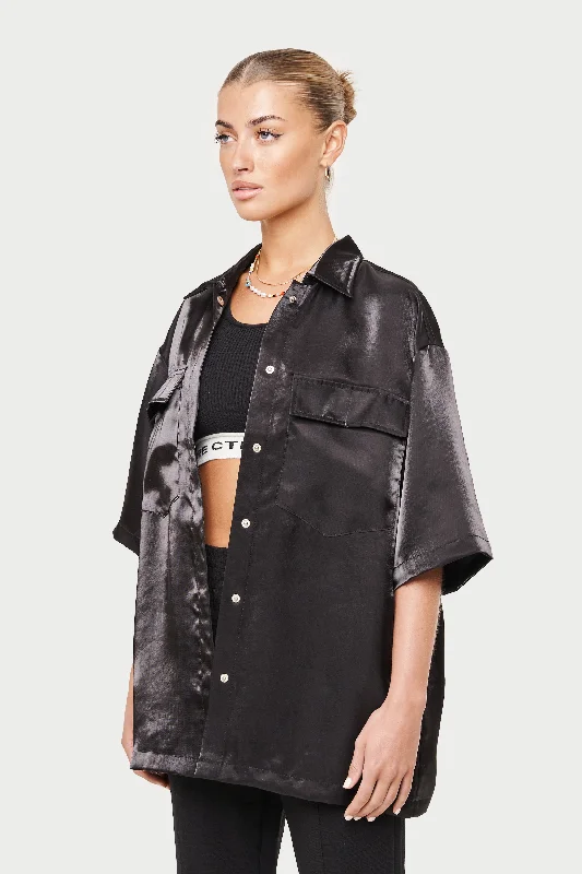 LOVE ALWAYS ORGANZA SHIRT - BLACK