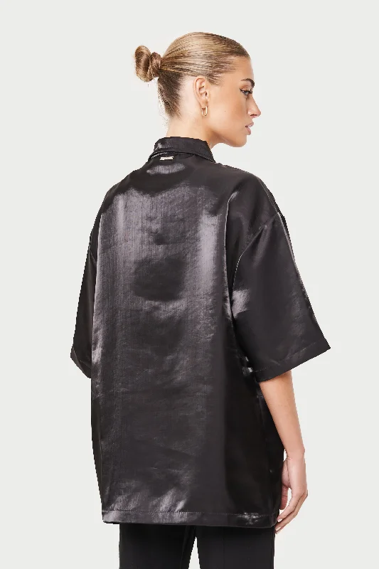 LOVE ALWAYS ORGANZA SHIRT - BLACK