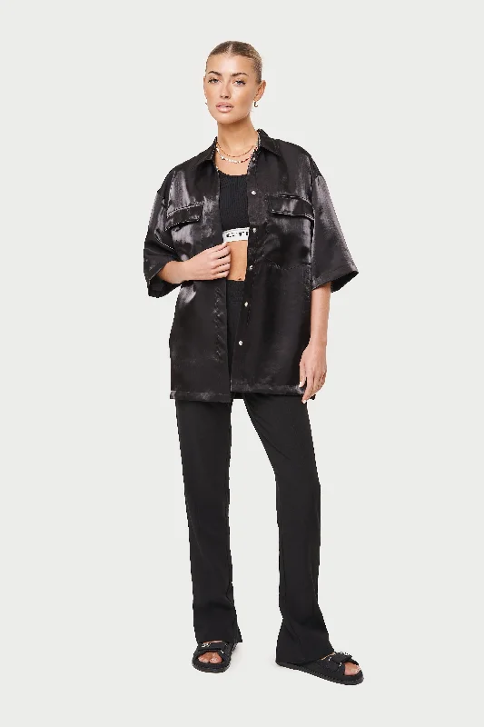 LOVE ALWAYS ORGANZA SHIRT - BLACK