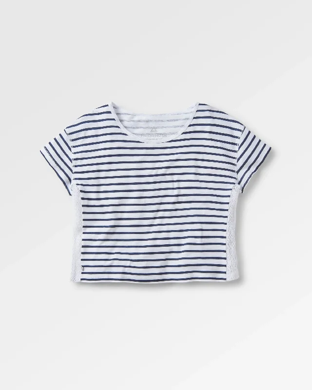 Magnolia Recycled Cotton Crochet Trim T-Shirt - Navy Stripe