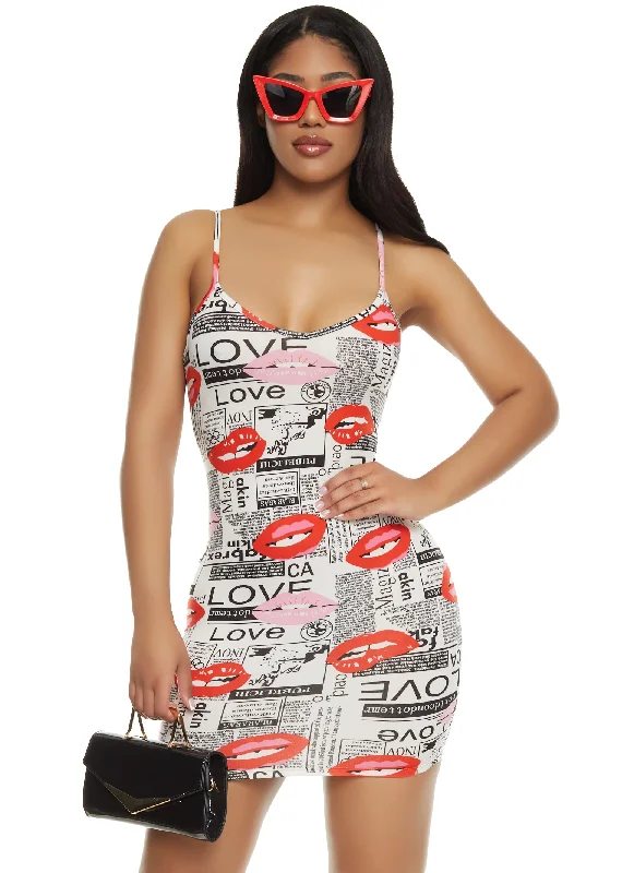 Printed Scoop Neck Cami Dress