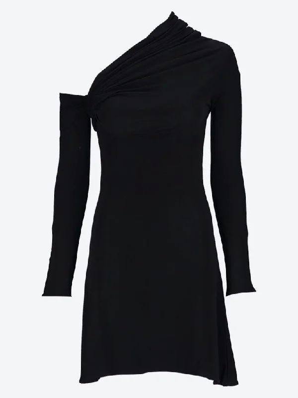 One sleeve crepe twist dress