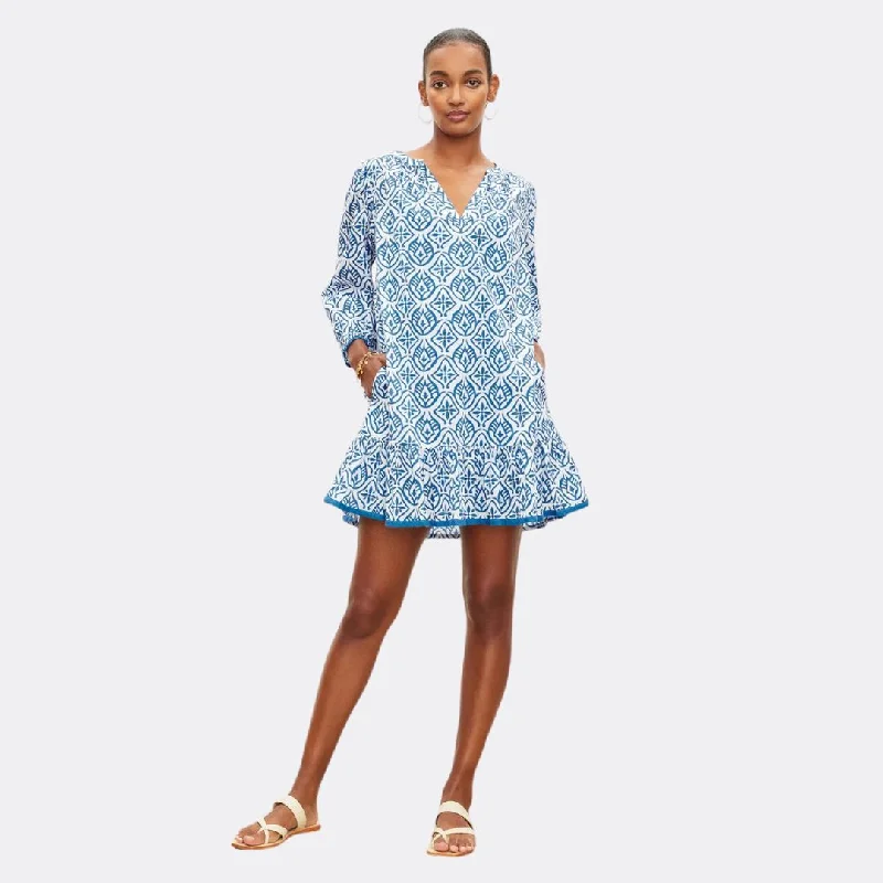 Kenley Mosaic Tie Dress (Blue)