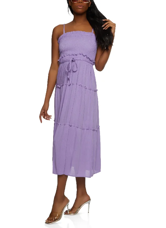 Tiered Braided Belt Cami Dress
