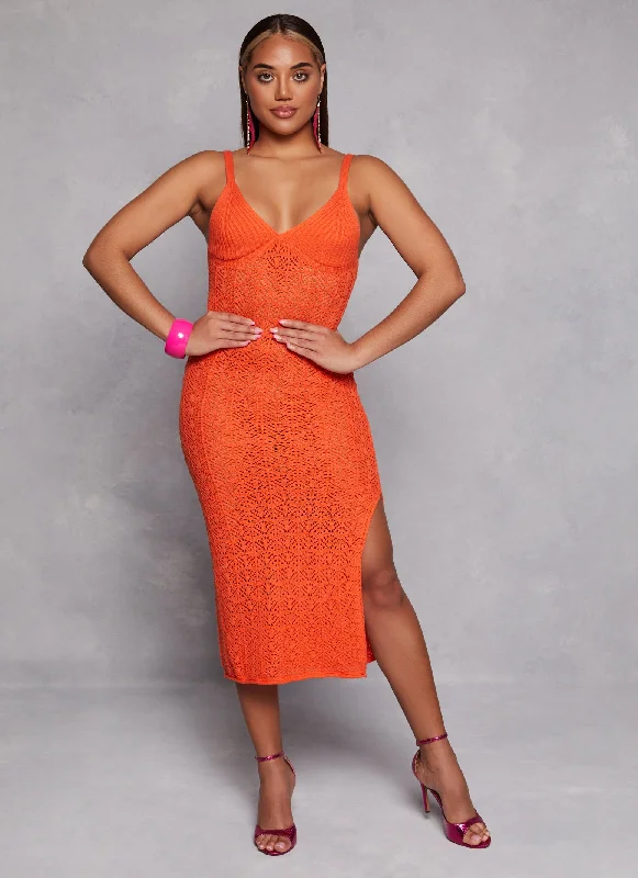 Crochet Knit Bustier Tank Dress