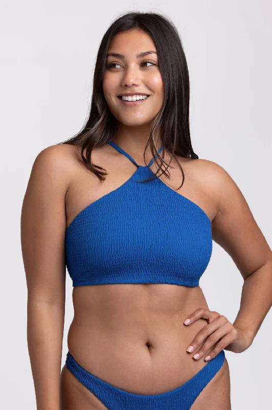 Luna Smocked Bikini Top - Bluewave Velvet bikini, Luxurious, Comfortable, Trendy