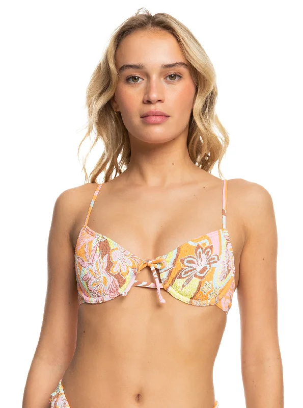 Floraldelic Underwired Bikini Top - Mock Orange Roxy Delic Tied bikini top, Adjustable, Comfortable, Trendy