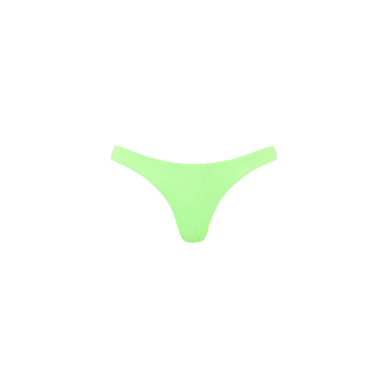 Minimal Cheeky Bikini Bottom - Luau Lime Ribbed Skirted bikini bottom, Feminine, Stylish, Comfortable Minimal Cheeky Bikini Bottom - Luau Lime Ribbed Skirted bikini bottom, Feminine, Stylish, Comfortable