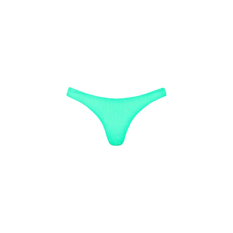 Minimal Cheeky Bikini Bottom - Turquoise Mint Ribbed Bikini with pleats, Trendy, Feminine, Stylish