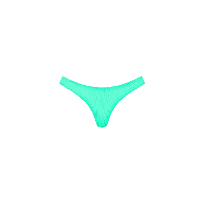 Minimal Full Coverage Bikini Bottom - Turquoise Mint Ribbed Bikini with ruffles, Feminine, Chic, Trendy