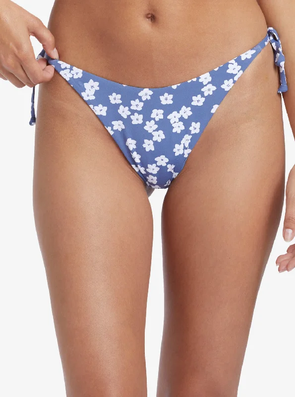 Palm Cruz Cheeky Bikini Bottoms - Bijou Blue Floral Delight Satin bikini top, Elegant, Comfortable, Trendy
