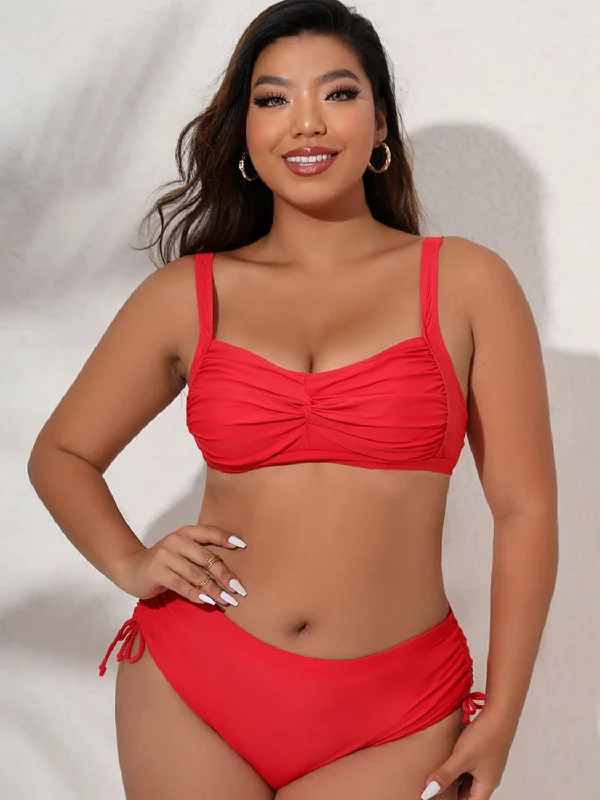 Plus Size Twist Front Tied Bikini Set Tied side bikini, Adjustable, Sexy, Comfortable