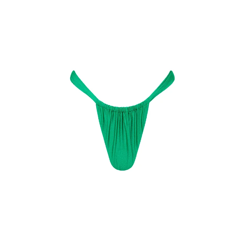 Ruched Thong Bikini Bottom - Jungle Jewel High-neck bikini top, Chic, Sexy, Comfortable