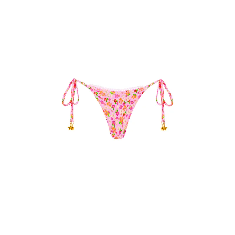 Thong Tie Side Bikini Bottom - Frangipani Fever Flared bikini bottom, Fun, Trendy, Comfortable