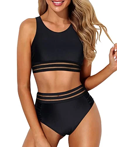 Women's High Waisted Two Piece Bikini Set Sporty Racerback Bathing for Teen Girls Tie-dye bikini, Fun design, Colorful, Trendy