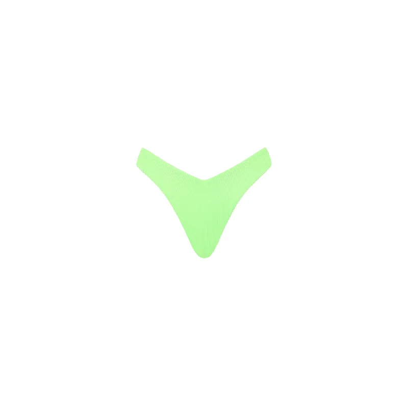 Y Cheeky Bikini Bottom - Luau Lime Ribbed Ruffled bottom bikini, Feminine, Trendy, Sexy